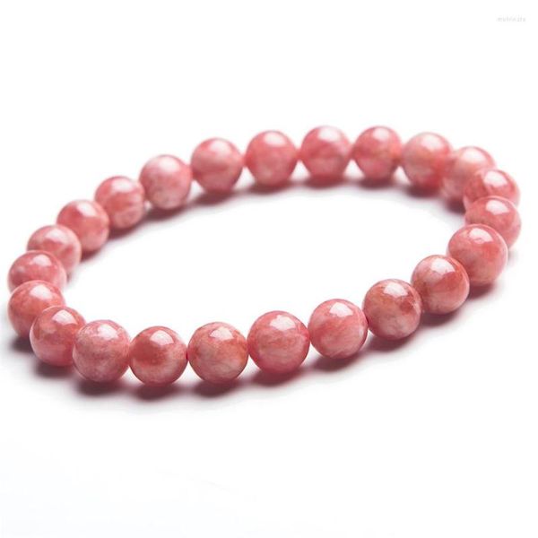 Brin 8mm véritable naturel rouge Rhodochrosite pierres précieuses ronde perle cristal bijoux extensible bracelet à breloques Femme