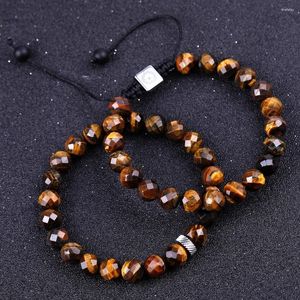 Bracelet en pierre naturelle d'agate et d'oeil de tigre marron, brin de 8mm, bijoux de Yoga, perles élastiques et extensibles pour hommes