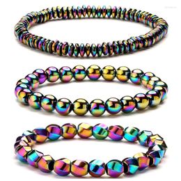 Brin 8mm perles rondes colorées magnétiques bracelet à breloques en pierre biliaire noire pour hommes et femmes bijoux amoureux de l'amitié