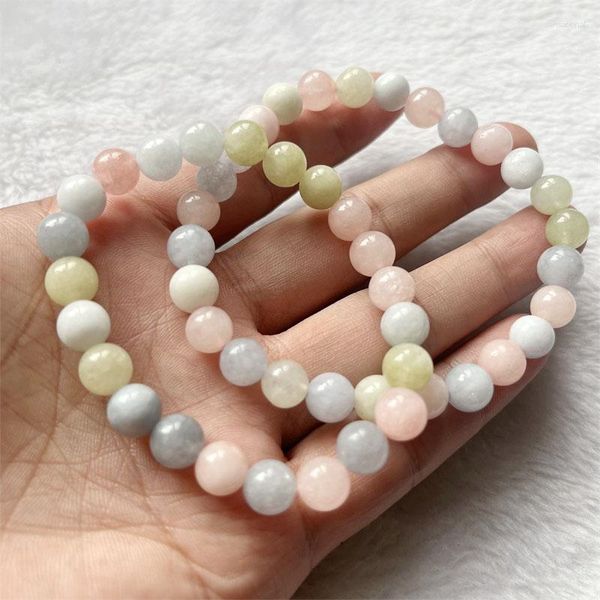 Pulsera de cuentas de piedra Natural de morganita de 8mm, brazaletes para hombres y mujeres, regalo de joyería de meditación