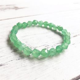 Strand 8mm Natural Beautiful Section Green Aventurine Bracelet Fahion Men's and Women Sieraden Persoonlijkheid Big kralen Charme pols