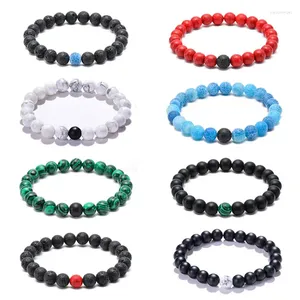 Strand 8 mm Naturel Lava Volcanic Stone Blanche Bracelet Bracelet Rock Perles de malachite pour bricolage Femmes hommes Bijoux Couple