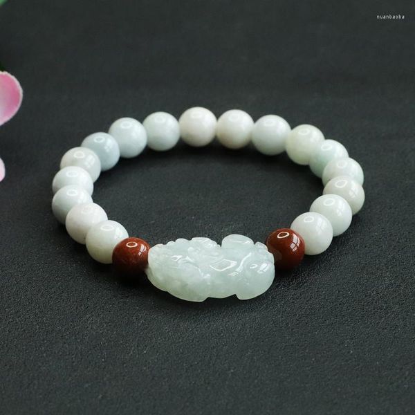 Strand 8mm Naturel Myanmar Jadéite Pixiu Bracelet Feng Shui Pulsera Hommes Femmes Véritable Birmanie Jades Chanceux Pi Xiu Mantra Bracelets Bracelets