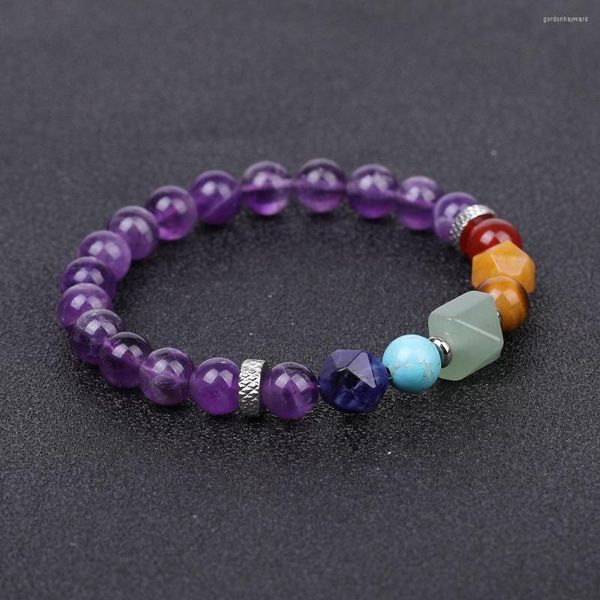 Strand 8mm Naturel Quartz Améthystes Bracelet Femmes Hommes Violet Foncé Pierre Perlé Braslet Couple Brazalete Cadeaux Pour Amoureux Joias