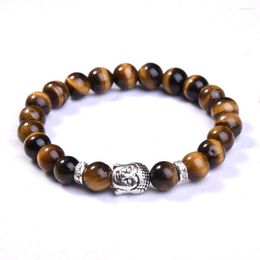 Strand 8mm Natuurlijke Ronde Steen Tijgeroog Kralen Boeddha Armbanden 7 Chakra Healing Mala Meditatie Gebed Yoga Vrouwen Sieraden