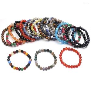 Bracelet de perles en pierre naturelle pour hommes et femmes, brin de 8mm, bijoux en cristal d'agates, perles de Yoga de guérison, cadeaux, bracelets extensibles