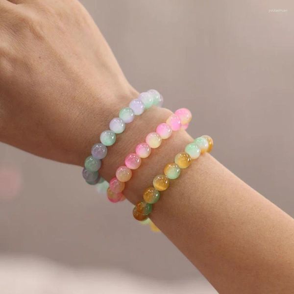 Bracelet en opale de perles en pierre naturelle, brin de 8mm, mélange de couleurs, pierre de lune, fait à la main, bijoux de fête pour femmes et filles