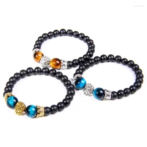 Brin 8mm Pierre Naturelle Oeil de Tigre Bracelet Perlé Couleur Or Lion Bracelets Porte-Bonheur Mode Énergie Yoga Pour Hommes Femmes Bijoux