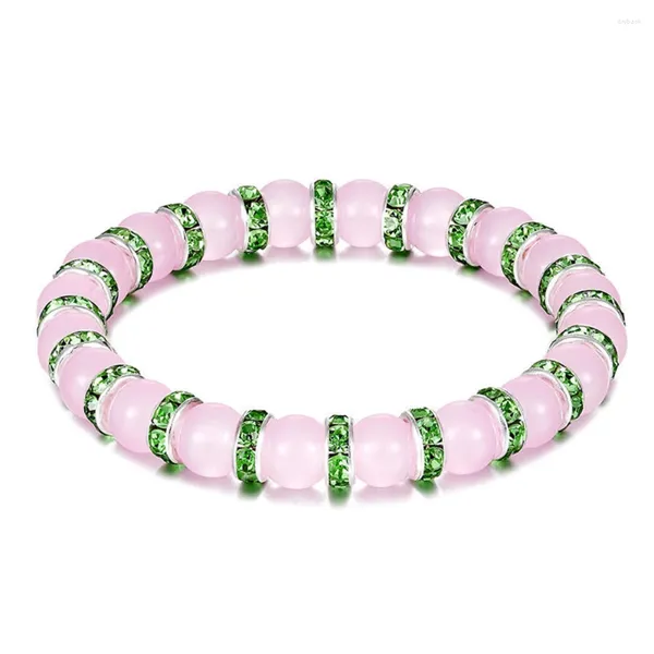 Brazalete de cuentas de cuentas de jade de imitación rosa de 8 mm