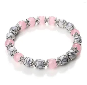 Strand 8mm Quartz rose femmes perles bracelets naturel noir lave agates blanc howlite pierre extensible bracelets de guérison pour hommes bijoux cadeau