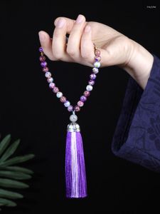 Strand 8mm púrpura emperador piedra islámica musulmana Tasbih 33 pulsera de cuentas mujeres sabroso bendición Rosario Natural joyería semipreciosa