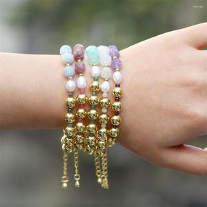 Strand 8mm Fraise Cristal Perles Bracelets Femmes Naturel Perles D'eau Douce Simple Mode Élégant Bijoux Cadeau En Gros