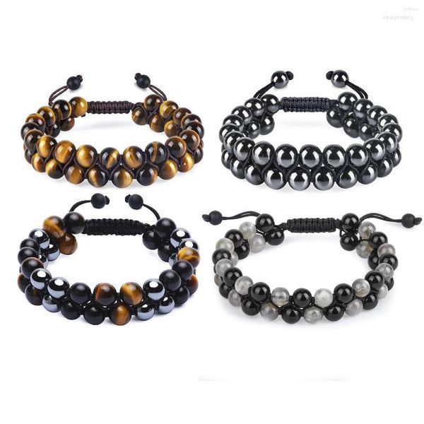 Strand 8mm Tiger Eye Lava Rock Stone Hommes Macramé Bracelets Réglables 2023 Mode Diffuseur D'huile Essentielle Corde Tressée Bijoux