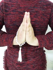 STRAND 8MM WIT JADES BRACKET HAND Knoopte Mala Mini Rosarissen armbanden Helende kralen Energy Prayer Bodhi Hanger Yoga