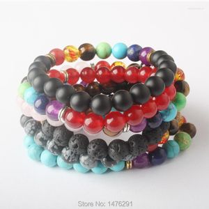 STRAND 8x8mm MIX 7 Kleurarmbanden Rose Crystal Volcanic Snowy Obsidian Beads Chakra Healing Bracelet for Men Women Prayer Stones 7 