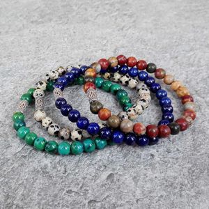 STRAND A SET / 4PCS HOGE KWALITEIT 6 MM Gem Stone kralen Bracelet Lapis Lazuli / Dalmation Rettery Men