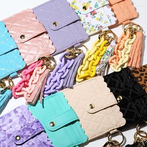 Strand Acrylique Keychain Tassel Fashion Wholesale Bracelet Keyring Ladies Color PU Bag