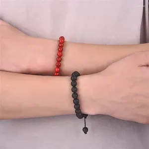 Bracelets de couple réglables à brins, perles de 8mm, noir et blanc, Bracelet d'amoureux tressés pour femmes et hommes, bijoux cadeaux, vente en gros