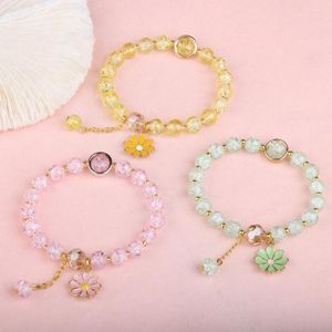 Strand Réglable Cristal Perlé Bracelet Coloré Lunettes Fleur Pendentif Charme Bracelet Fête Anniversaire Bijoux Cadeau Pour Les Filles