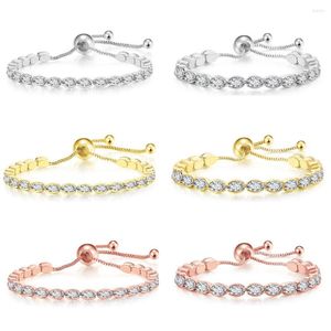 Pulseras a juego de tenis ovaladas ajustables para mujer, cadena de cristal de circonita deslumbrante en la mano, joyería de diseñador de compromiso de boda