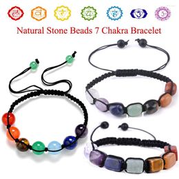 STRAND Verstelbaar touw Balancing Spiritual 7 Chakra armbanden Reiki genezing natuurlijke minerale kralen kristallen gevlochten armband