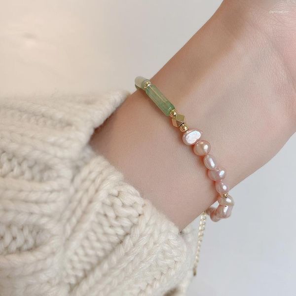 Strand Advanced Light Luxe Baroque Perle Bracelet Épissage Asymétrique Femme Jade China-chic Niche Design Ins