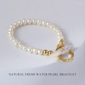 Bracelet de perles naturelles esthétiques brin pour femmes boucles plaquées or uniques perles Vintage accessoires bijoux de luxe cadeaux bracelets