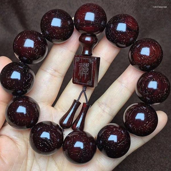 Pulsera africana de Pterocarpus Santalinus Zambia de sándalo rojo para hombre, venta al por mayor de fábrica de mano