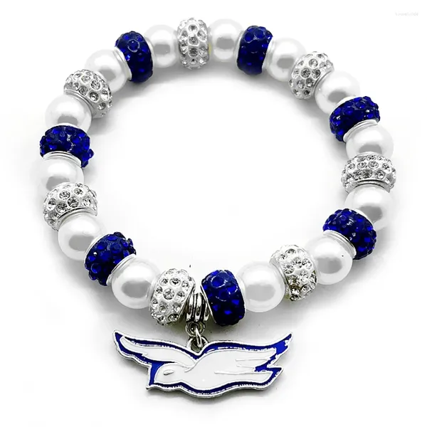 Strand Femmes Africaines Sororité ZETA PHI BETA Société Émail Colombe Geste Pendentif En Métal Bleu Et Blanc Strass Perle Braceletbijoux