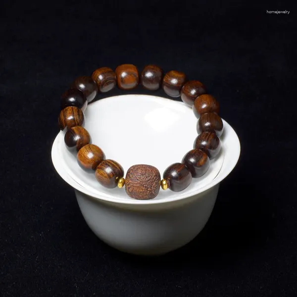 Bracelet de perles en bois de parfum médicinal de bois d'agar, lumière de luxe Pixiu rétro Style chinois pour hommes et femmes