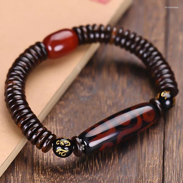 Pulsera con diadema de cuentas de ágata tibetana