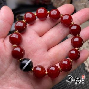 Bracelet en Agate rouge ancienne, brin Aka, perles du Tibet, à la mode