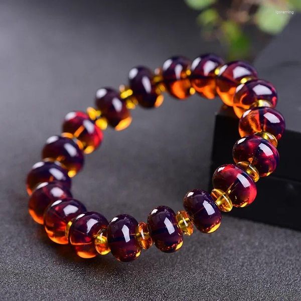 Strand Amber Baltic Certificate Violet Bracelet Bracelets de perles de pierre d'origine pour hommes et femmes en cire d'abeille