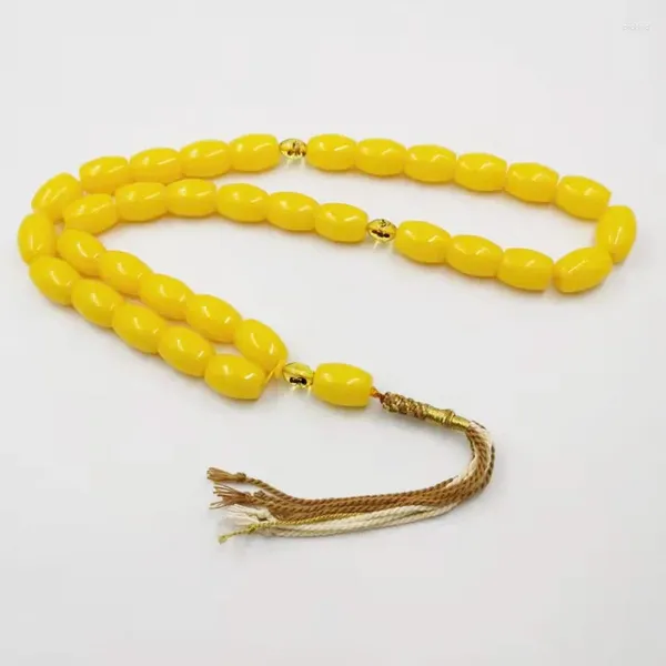 Strand Ambers Color amarillo Resina Tasbih 33 45 51 66 99 Cuentas de oración Alta calidad Kuwait Misbaha Pulsera islámica para hombre Rosario de regalo musulmán