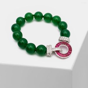 Strand Amoria Boutique Emerald Agate Jade Pendant 12 mm Collier de perle vintage bijoux Bridal Zirconia ACC