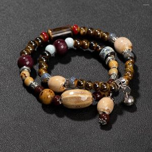 Bracelet de perles en céramique faites à la main, accessoire Vintage à Double couche, cadeau de haute qualité pour femmes et hommes
