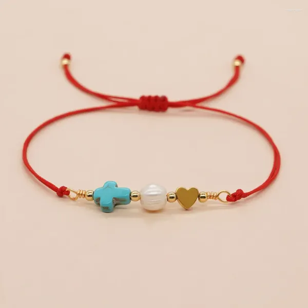 Bracelet porte-bonheur en forme d'animal, perle Turquoise, croix, sangle de transport, cœur de pêche, perle unique, ornement, cadeau pour ami, INS Wind