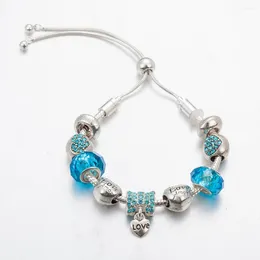 Strand ANNAPAER Ontwerp Abalorio Verstelbare kleur Blauw Zoete liefde hart kralen armband sieraden speciaal cadeau voor mujer feminina