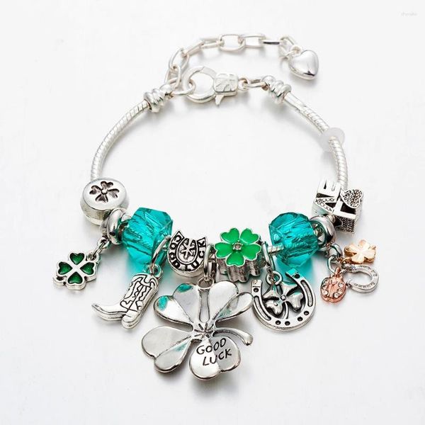 Strand ANNAPAER Design fermoirs à homard réglables herbe chanceuse verte pour la vie bracelet à breloques en perles offre spéciale cadeau pour femmes