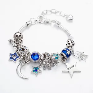 Strand ANNAPAER Design taille réglable bleu Royal étoile lune perles bracelets à breloques bracelets offre spéciale cadeau pour fille femmes