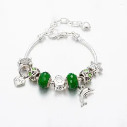 Strand ANNAPAER Design luxe taille librement réglable doux vert perle coeur dauphin Animal pendentif Bracelet bijoux pour Feminina