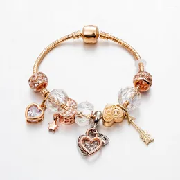 Strand ANNAPAER Design tendance Romant plaqué or coeur forme flèche pour amour perles bracelet à breloques offre spéciale cadeau Fit femmes