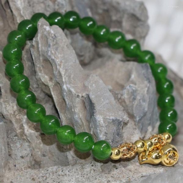 Strand llegada Natural Taiwán Jades verdes piedra Calcedonia pulsera de mujer 6mm cuentas redondas elegante fabricación de joyas 7,5 pulgadas B1940