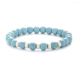 Arrivées de brin Stone naturelle bleu blanc rouge turquoises bracelet extensible des bijoux à énergie perlée espacée