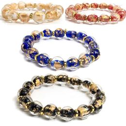 Bracelets de perles de verre d'art de brin pour femmes 10 mm Nature Stone Colored Glaze Reiki Wealth Bracelet Men Energy Bonne chance Bijoux de soins de santé