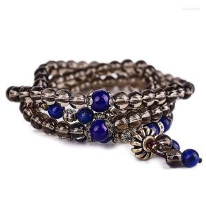 Strand Asingeloo Bouddhiste Tibétain Fumer Naturel Quartz Lazuli Lapis Pierre Perles De Prière Bouddha Bracelet Chapelet Bracelets Hommes Bijoux