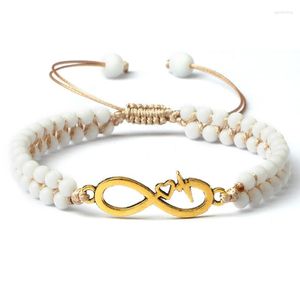 Strand Austyn Bracelet Réglable Tressé 4mm Pierre Naturelle Porcelaine Blanche Perlée Amitié Amour Couples Bracelets Bijoux De Mode