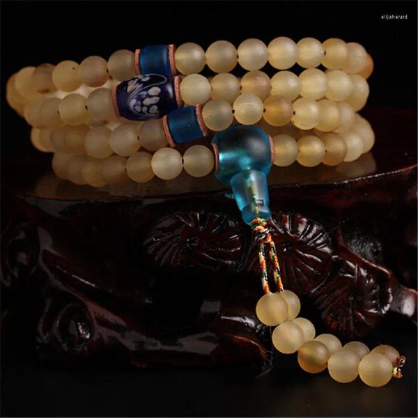 Strand authentique Boutique naturel Tibet corne de mouton perles main chaîne 108 Mala prière Bracelets mâle femme Style général bijoux