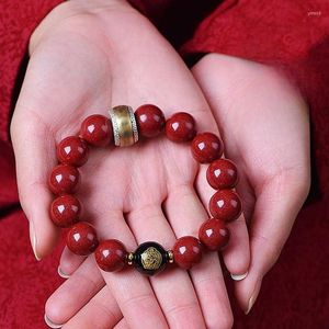 Strand Authentic Cinnabar 12 Zodiac Bouddha Manjushri Bodhisattva Bracelet Men et femmes bijoux de bijoux