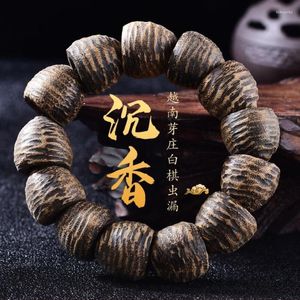 Strand Authentieke Vietnam Nha Zhuang Wit Schaken Nan Agarwood Boeddha Kralen Armband Zwarte Olie Oude Materialen Mannen Paar Stijl